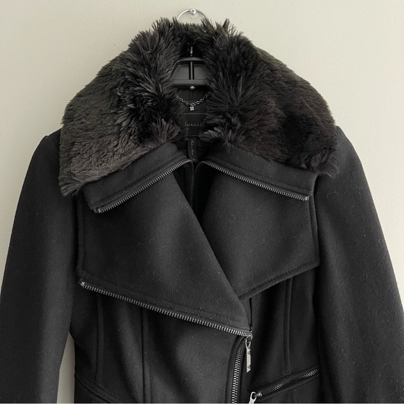 BCBGMaxAzria Women’s Black Faux Fur Trim Jacket - Picture 2 of 8